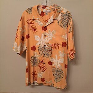 Tommy Bahama Men's Short Sleeve Silk Button Front Hawaiian Camp Shirt Large